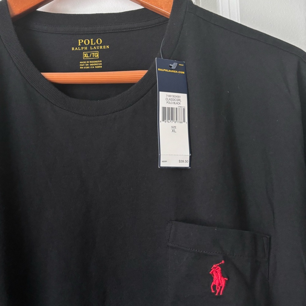 NWT Polo Ralph Lauren Men’s Short Sleeve Pocket Tee T-Shirt Black Size XL NEW - Picture 2 of 4